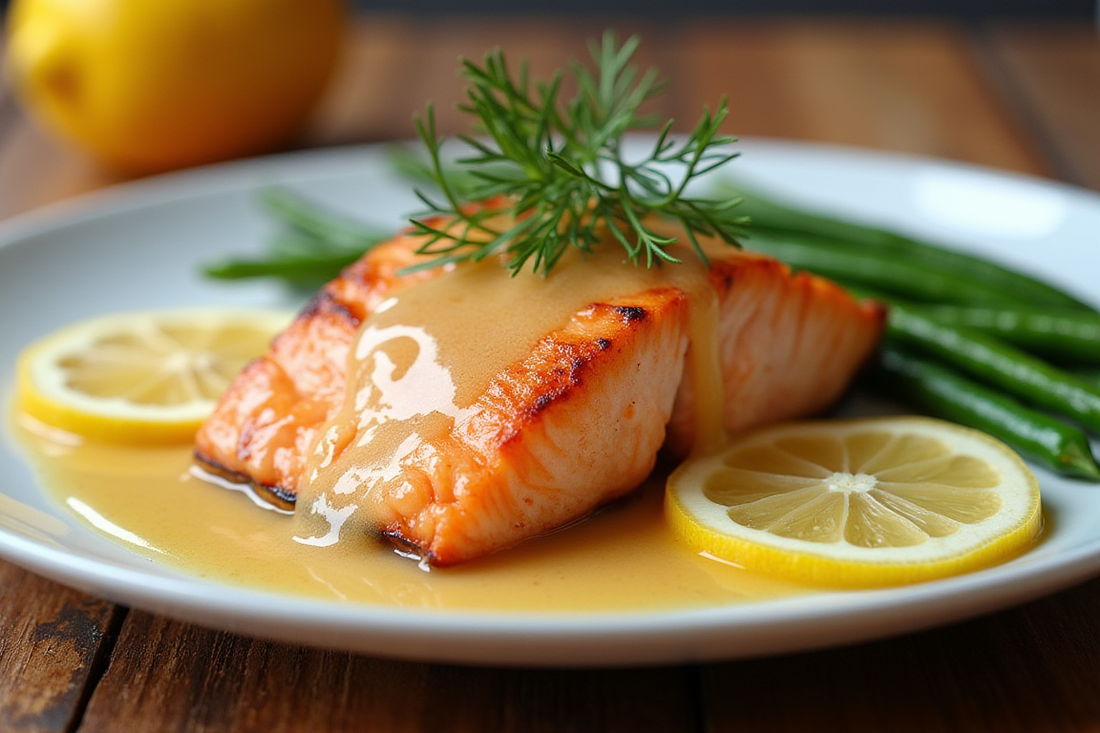 Senf-Dill-Lachs mit grünem Spargel