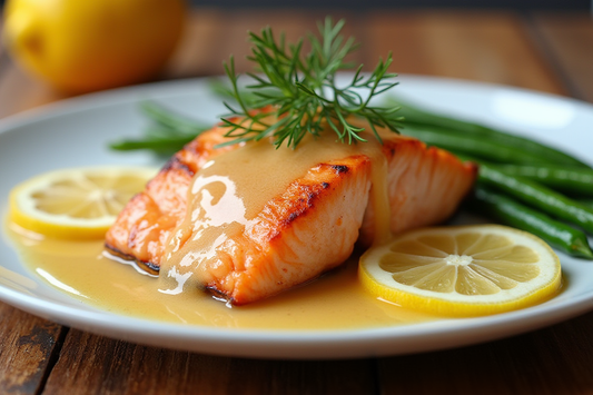 Senf-Dill-Lachs mit grünem Spargel