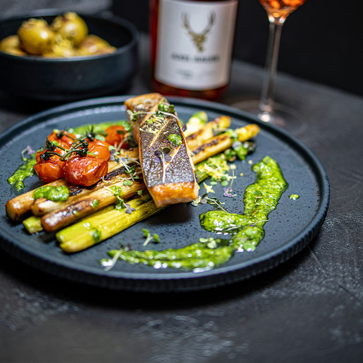 Lachs mit Bellizini Pesto con Basilico