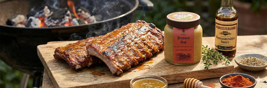 Senf-BBQ-Rippchen vom Grill mit Scharfmacher- oder Premiumsenf