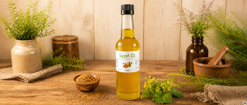 Senföl auf dem Tisch