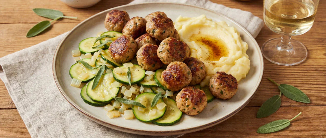 Zucchinigemüse mit Hackfleischbällchen