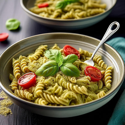 Spirelli mit Bellezini Pesto con Basilico