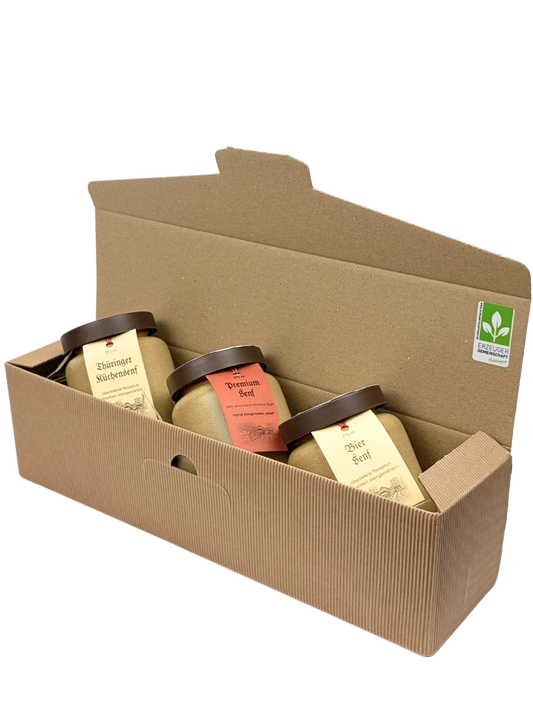 Geschenkpaket mit 3 Senftöpfen