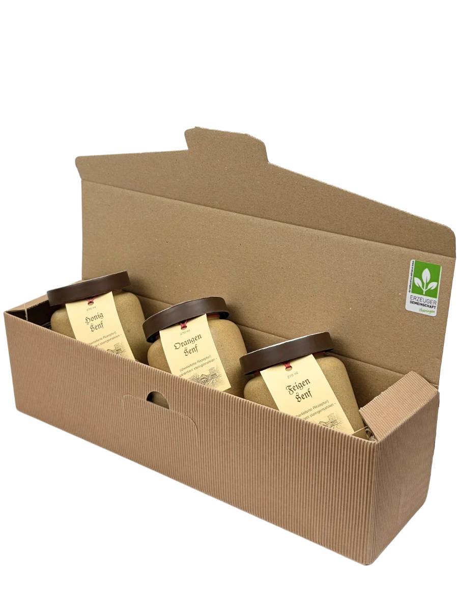 Geschenkpaket mit 3 Senftöpfen