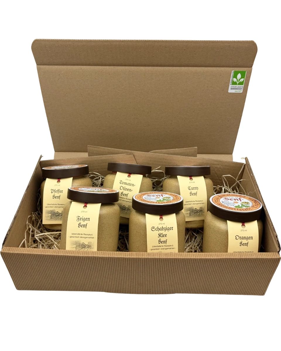 Geschenkpaket mit 6 Senftöpfen