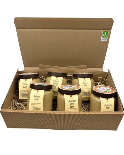 Geschenkpaket mit 6 Senftöpfen