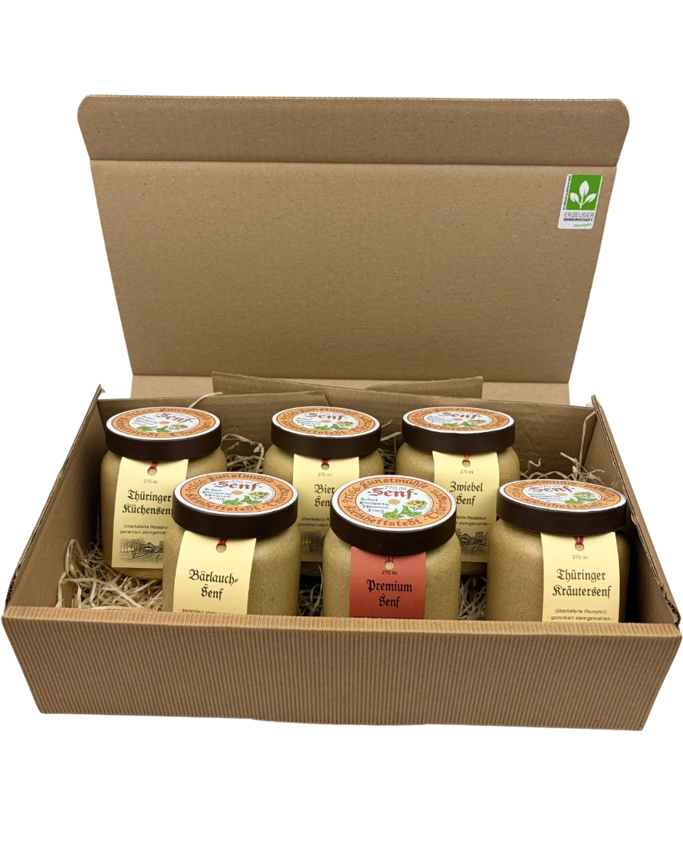 Geschenkpaket mit 6 Senftöpfen