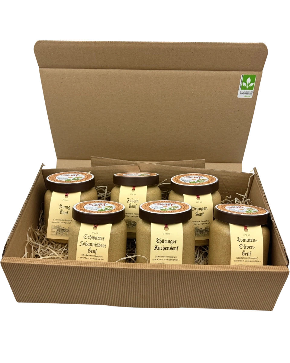 Geschenkpaket mit 6 Senftöpfen
