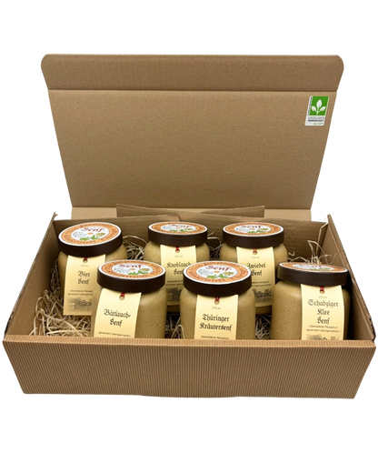 Geschenkpaket mit 6 Senftöpfen