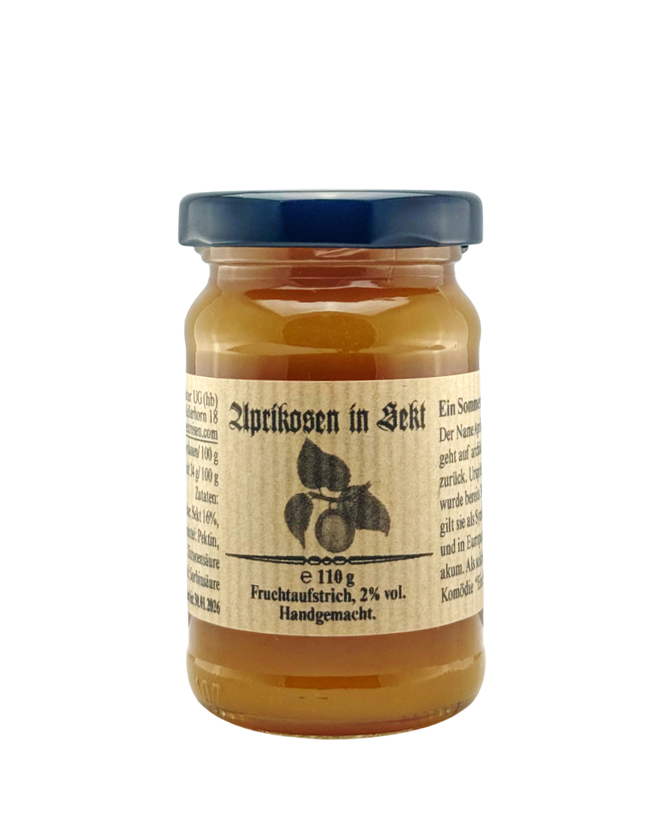 Aprikosen in Sekt (Fruchtaufstrich mit Alkohol 2%)