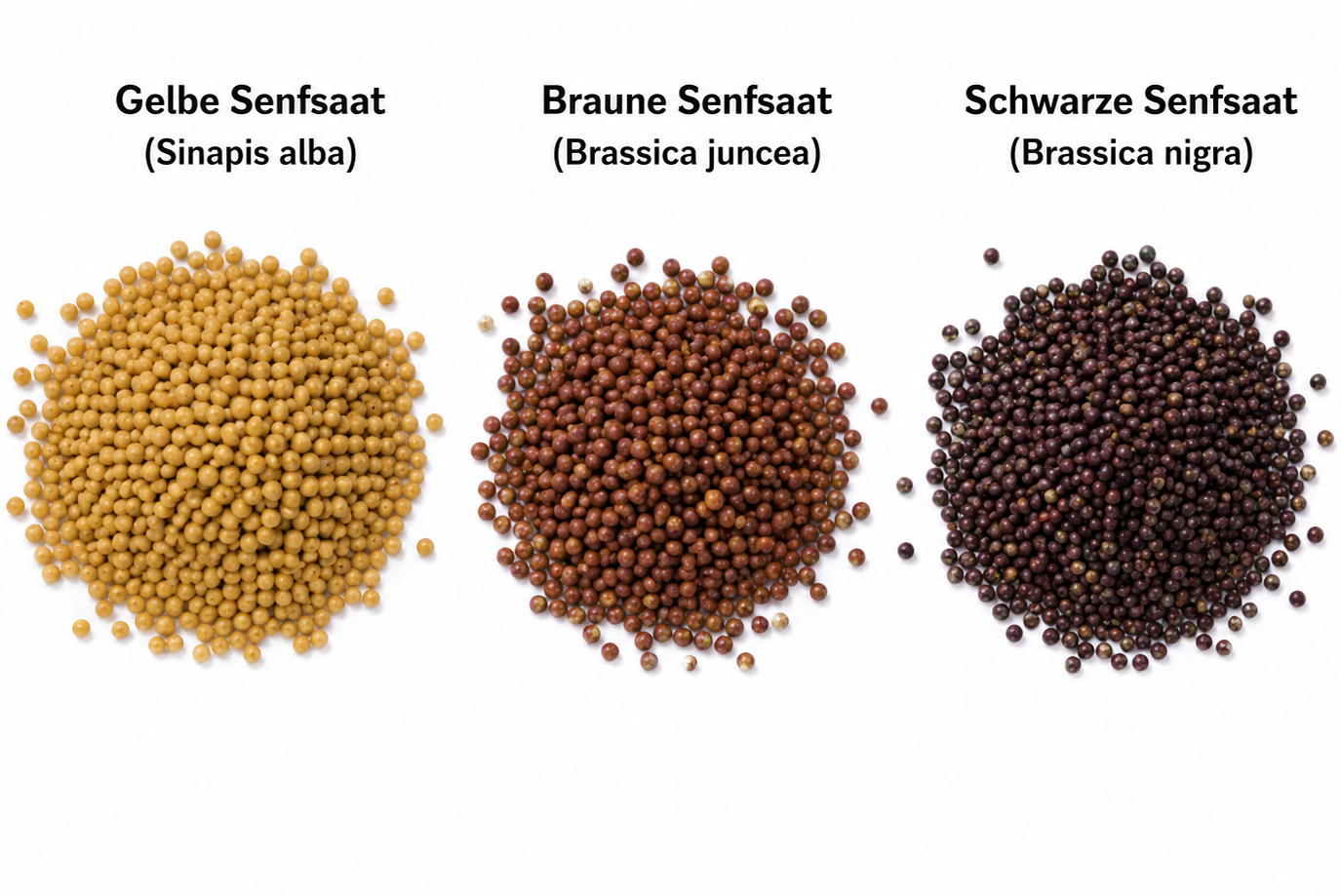 gelbe, braune und schwarze Senfsaat