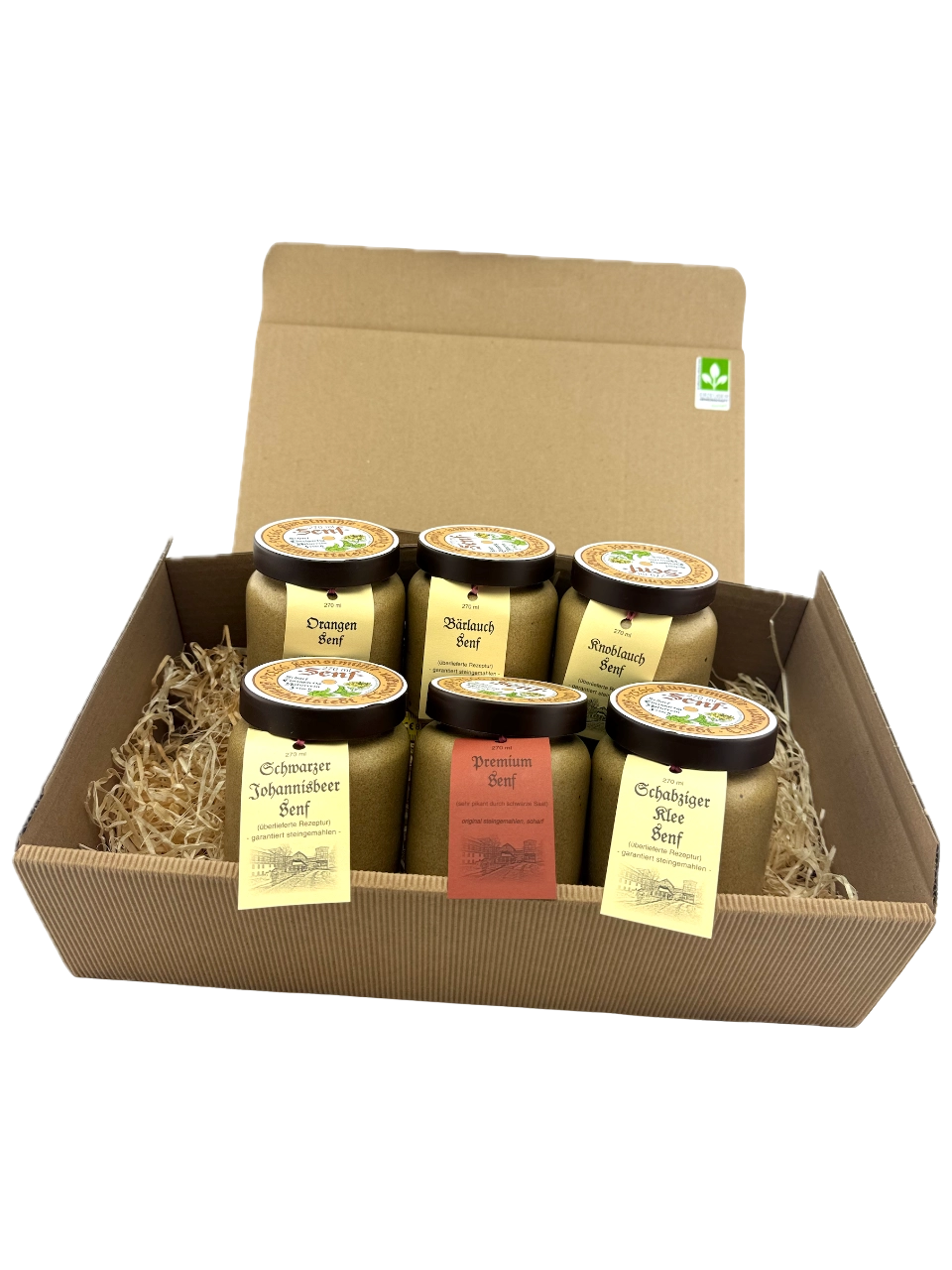 Geschenkpaket mit 6 Senftöpfen