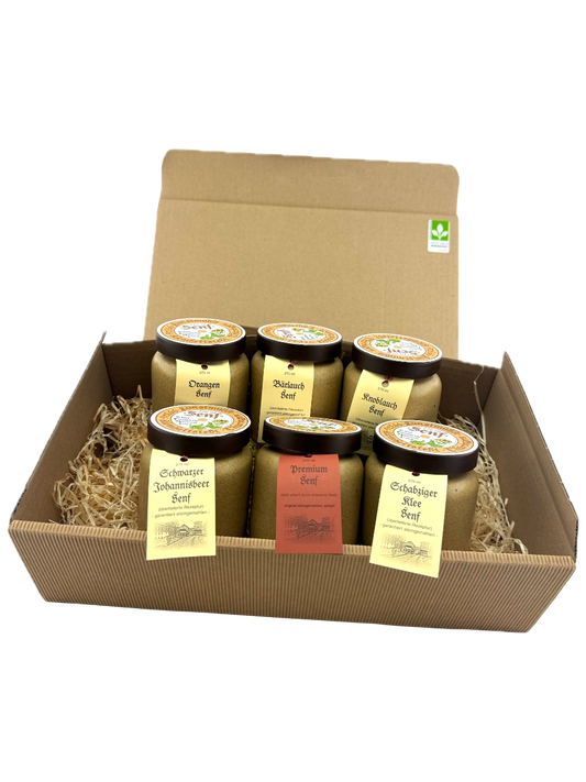 Geschenkpaket mit 6 Senftöpfen